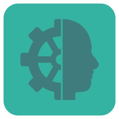 Cyborg vites düz kare vektör simgesi