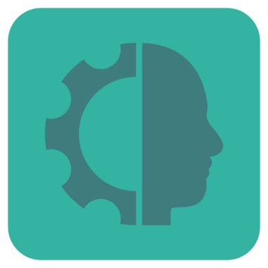 Cyborg vites düz kare vektör simgesi