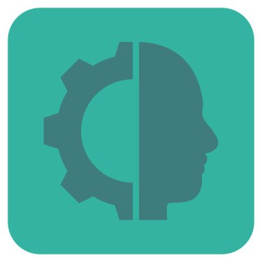 Cyborg vites düz kare vektör simgesi