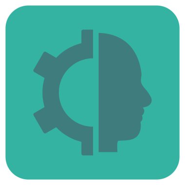 Cyborg vites düz kare vektör simgesi