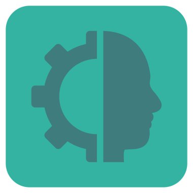 Cyborg vites düz kare vektör simgesi