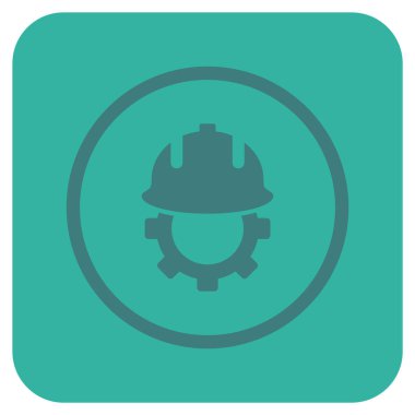 Geliştirme kask düz kare vektör simgesi