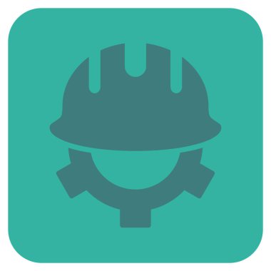 Geliştirme kask düz kare vektör simgesi