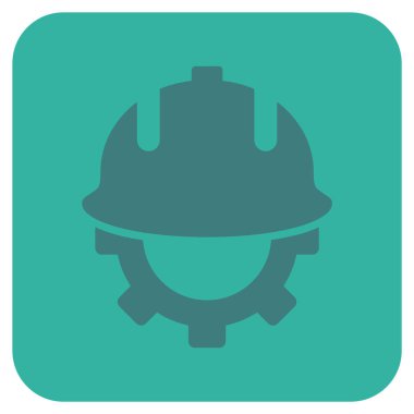 Geliştirme kask düz kare vektör simgesi