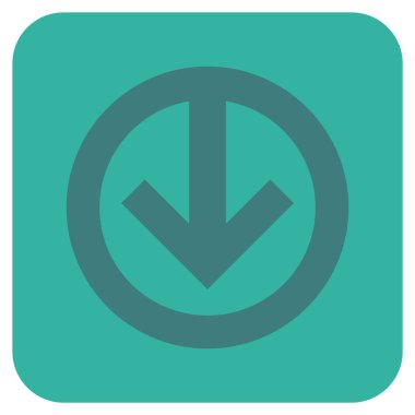 Düz aşağı yön vektör simgesi kare