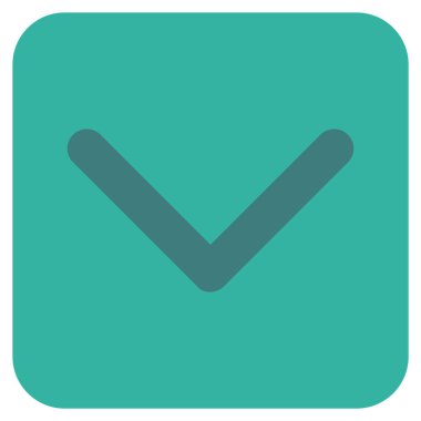 Düz aşağı yön vektör simgesi kare