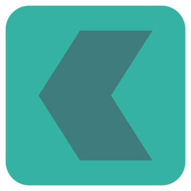 Düz sol yön vektör simgesi kare