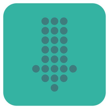 Noktalı ok aşağı düz kare vektör simgesi