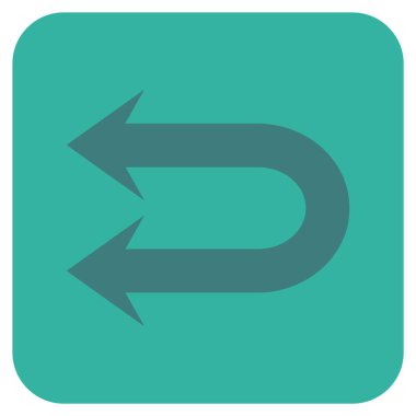 Sola çift ok düz kare vektör simgesi