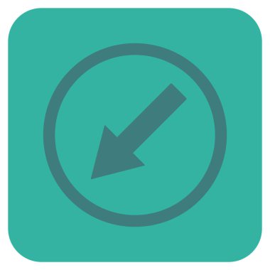 Yuvarlak aşağı sol ok düz kare vektör simgesi