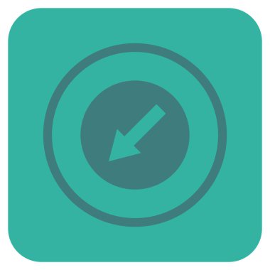 Yuvarlak aşağı sol ok düz kare vektör simgesi