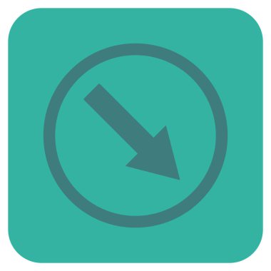 Aşağı doğru yuvarlak ok düz kare vektör simgesi