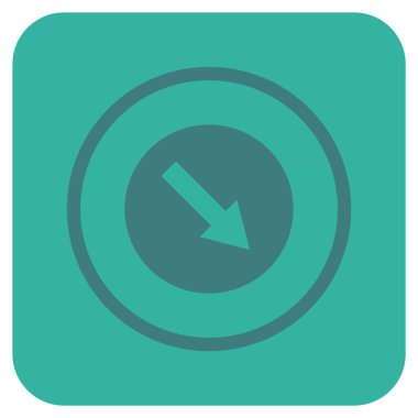 Aşağı doğru yuvarlak ok düz kare vektör simgesi