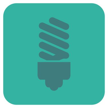 Floresan ampul düz kare vektör simgesi