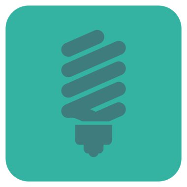 Floresan ampul düz kare vektör simgesi