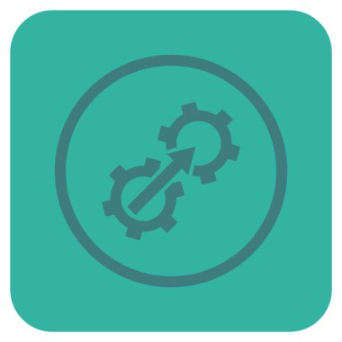 Dişli Tümleştirme düz kare vektör simgesi