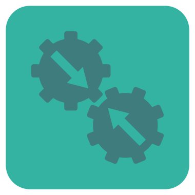 Dişli Tümleştirme düz kare vektör simgesi