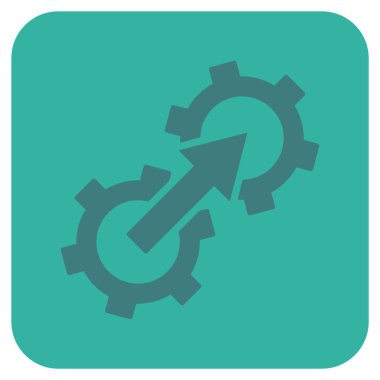 Dişli Tümleştirme düz kare vektör simgesi