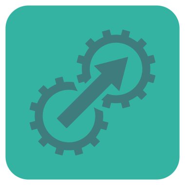 Dişli Tümleştirme düz kare vektör simgesi