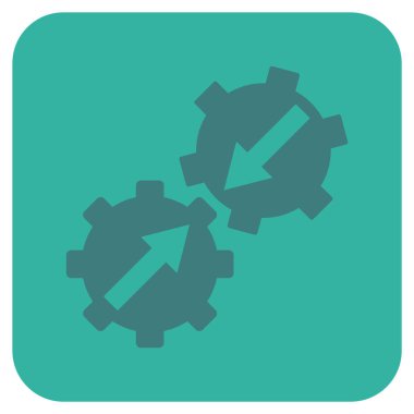 Dişli Tümleştirme düz kare vektör simgesi