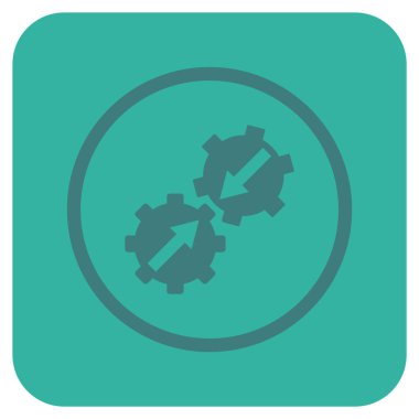 Dişli Tümleştirme düz kare vektör simgesi