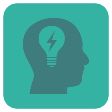 Kafası ampul düz kare vektör simgesi