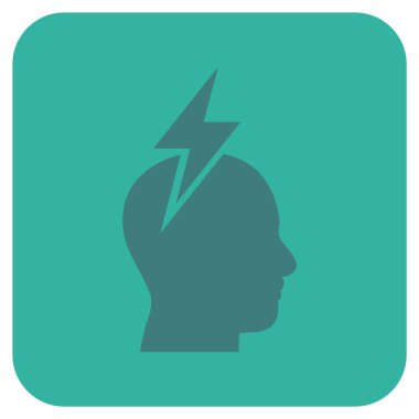 Baş ağrısı düz kare vektör simgesi