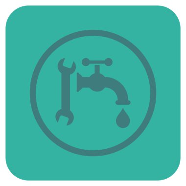 Sıhhi tesisat düz kare vektör simgesi