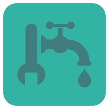 Sıhhi tesisat düz kare vektör simgesi