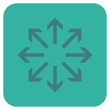 Radyal oklar düz kare vektör simgesi