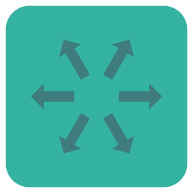 Radyal oklar düz kare vektör simgesi