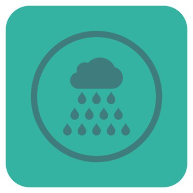 Yağmur bulutu düz kare vektör simgesi