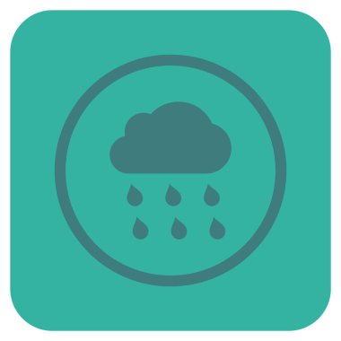 Yağmur bulutu düz kare vektör simgesi