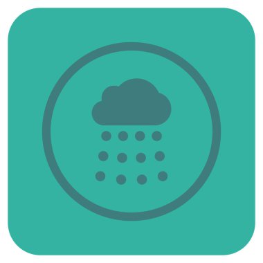 Yağmur bulutu düz kare vektör simgesi