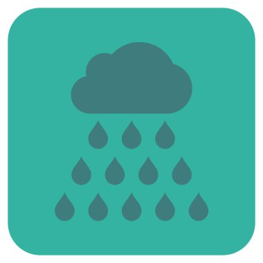 Yağmur bulutu düz kare vektör simgesi