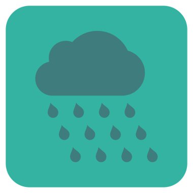 Yağmur bulutu düz kare vektör simgesi