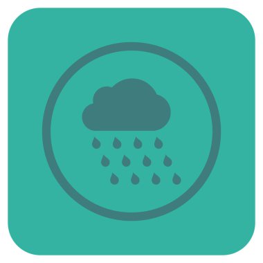 Yağmur bulutu düz kare vektör simgesi