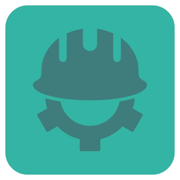 Desenvolvimento capacete plana quadrado vetor ícone — Vetor de Stock