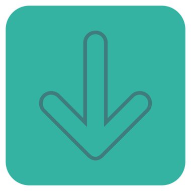 Düz aşağı yönlü ok vektör simgesi kare