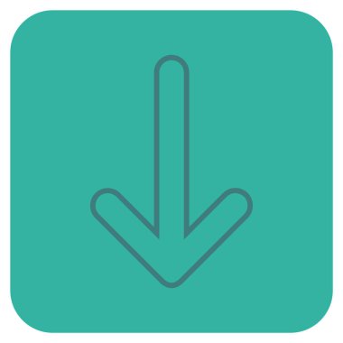 Düz aşağı yönlü ok vektör simgesi kare