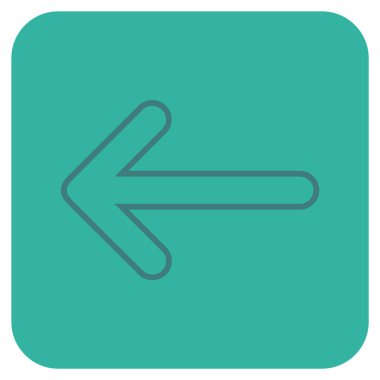 Ok sol düz kare vektör simgesi yuvarlak