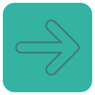 Yuvarlak ok sağ düz vektör simgesi kare