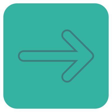 Yuvarlak ok sağ düz vektör simgesi kare