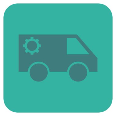 Hizmet araba düz kare vektör simgesi