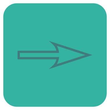 Keskin ok sağ düz vektör simgesi kare