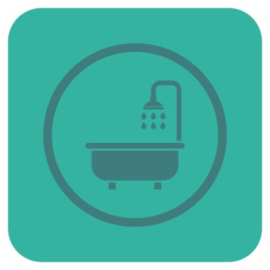 Duş banyo düz kare vektör simgesi