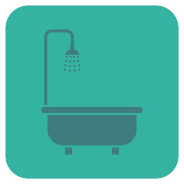 Duş banyo düz kare vektör simgesi