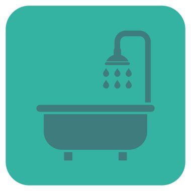 Duş banyo düz kare vektör simgesi