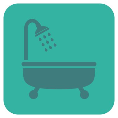 Duş banyo düz kare vektör simgesi