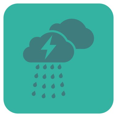 Fırtına bulutları düz kare vektör simgesi